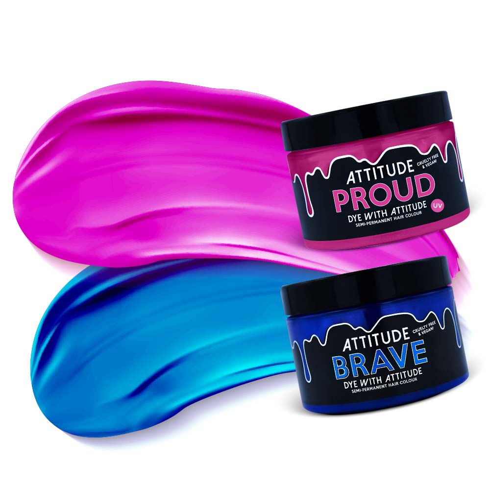 Attitude Hair Dye - SCENE KID Duo Combinaison de teintures capillaires semi-permanentes - Bleu/Rose